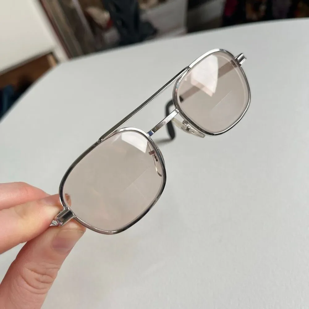 VTG Z87 ADEN USA Safety Glasses Pink Tint Bifocal Slvr Metal Frame